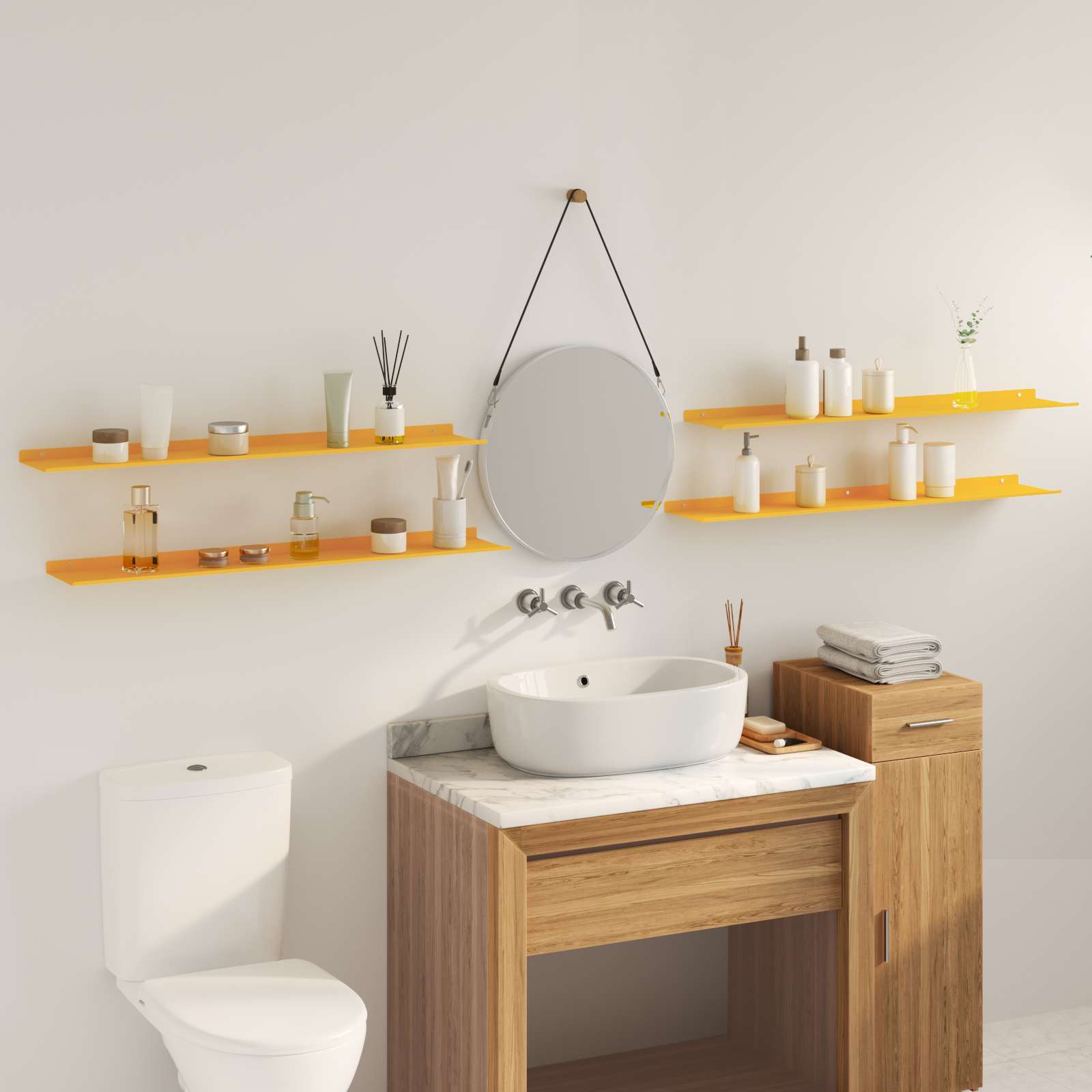 Πλωτό ράφι 4 pcs Χαμομηλί κίτρινο 100 x 18 x 2,5 εκ Ατσάλι