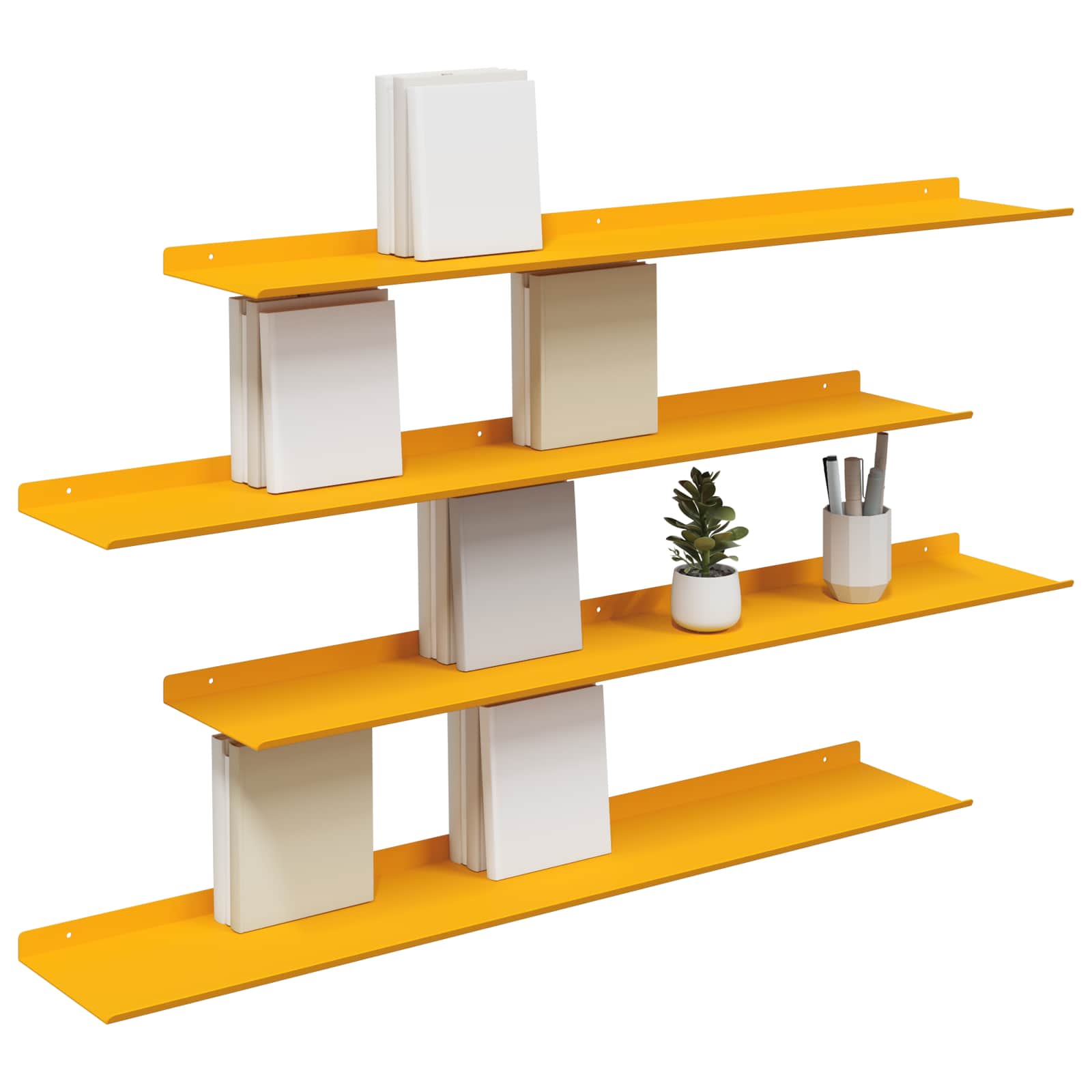 Πλωτό ράφι 4 pcs Χαμομηλί κίτρινο 100 x 18 x 2,5 εκ Ατσάλι