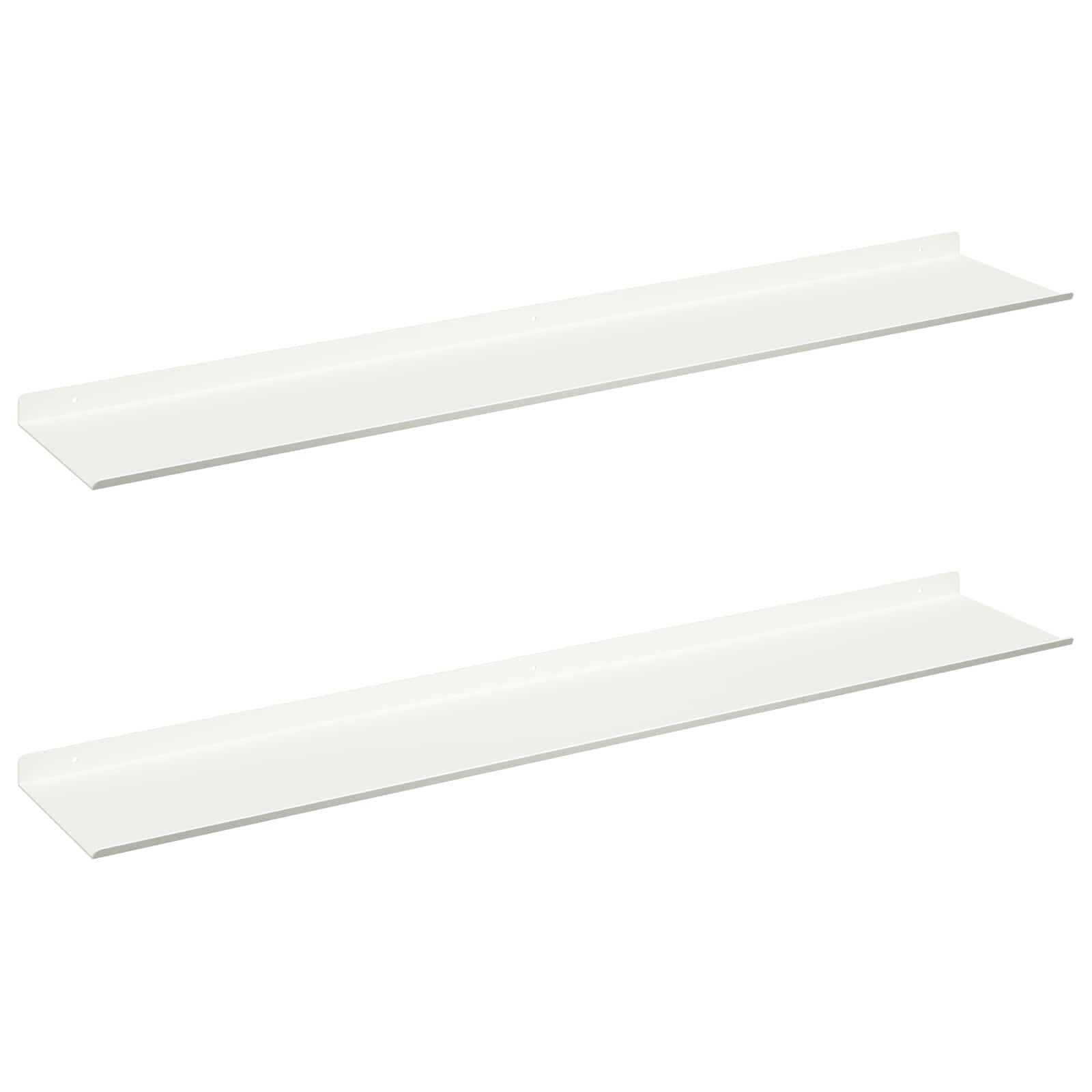 Πλωτό ράφι Επιτοίχιο 2 pcs Λευκός 100 x 18 x 2,5 εκ Ατσάλι