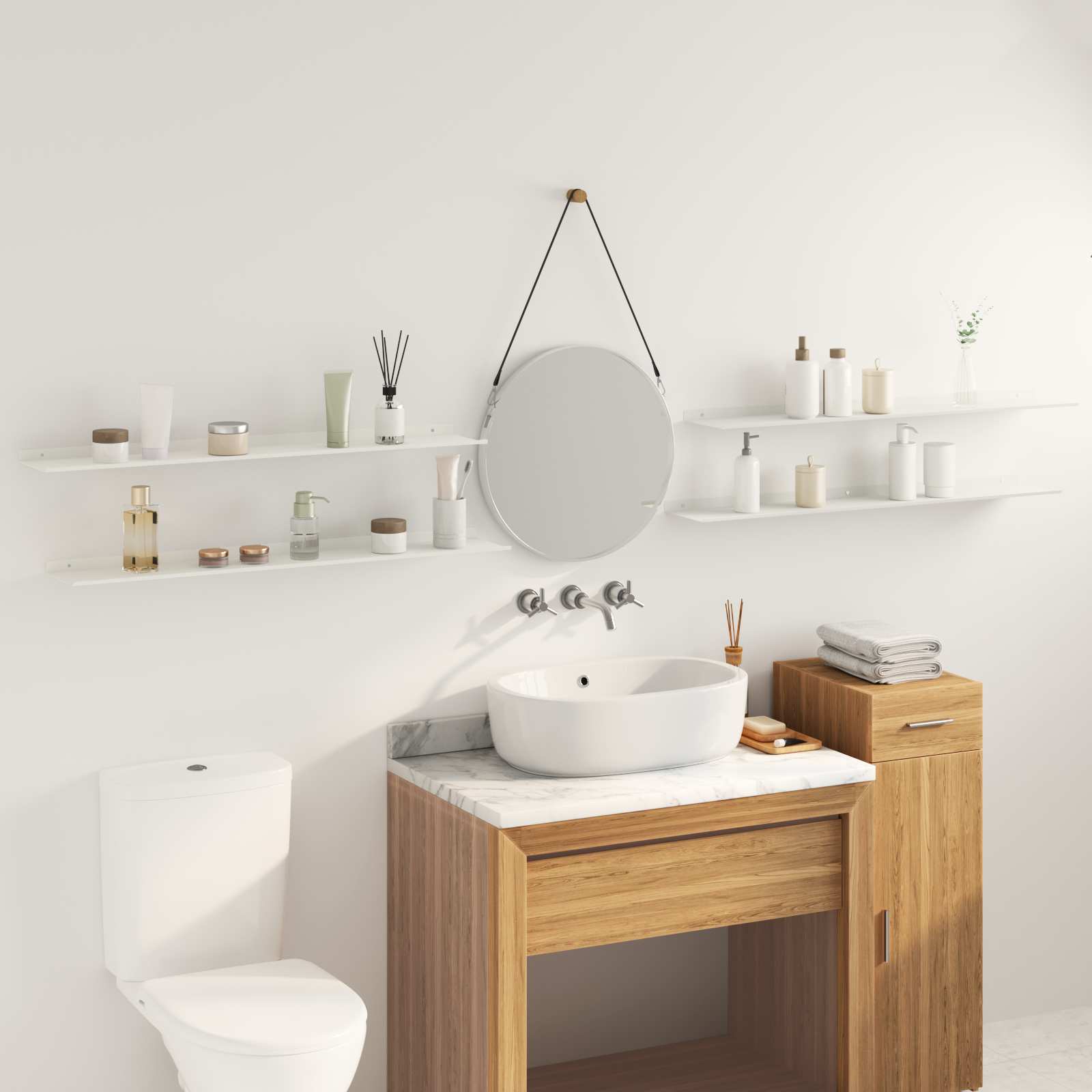 Πλωτό ράφι Επιτοίχιο 4 pcs Λευκός 100 x 18 x 2,5 εκ Ατσάλι