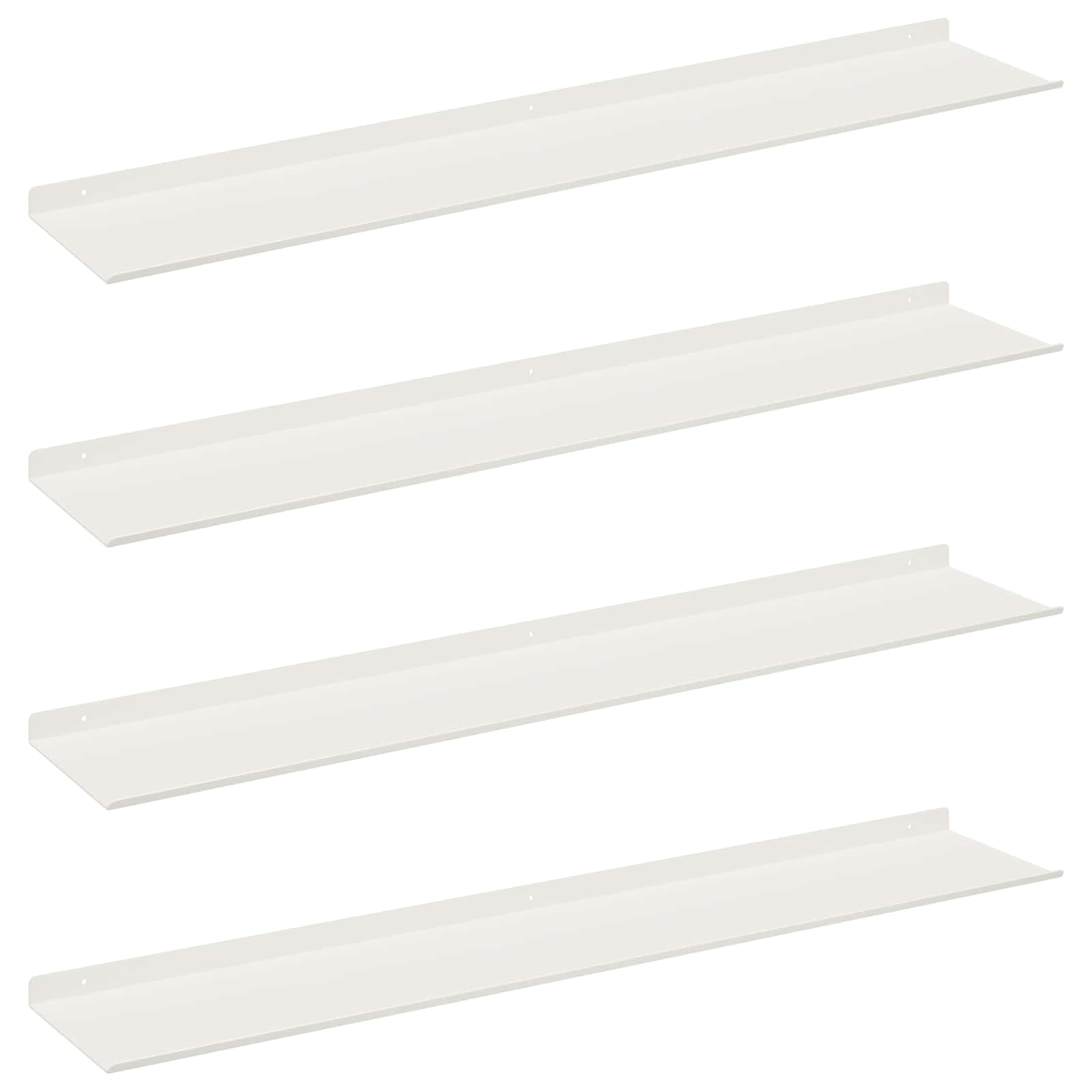 Πλωτό ράφι Επιτοίχιο 4 pcs Λευκός 100 x 18 x 2,5 εκ Ατσάλι