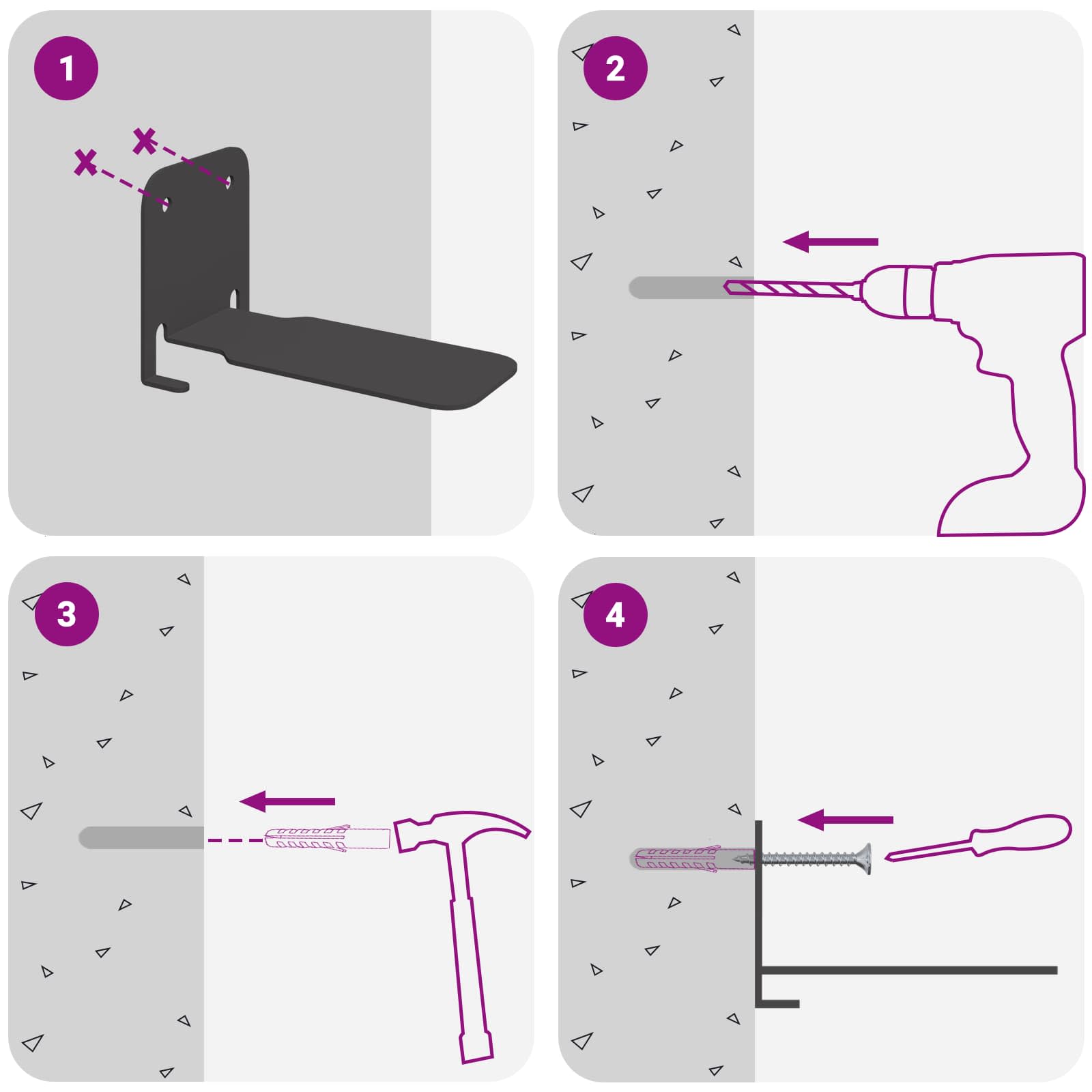 Ράφι Τοίχου με ράφι Επιτοίχιο 4 pcs Μαύρο 6 x 10.8 x 6.6 εκ - Pakobazaar
