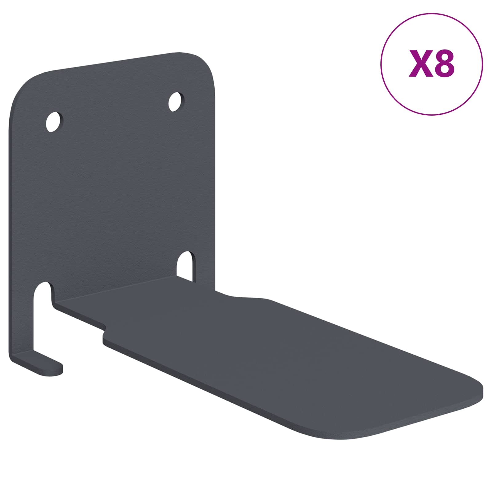 Πλωτό ράφι με ράφι Επιτοίχιο 8 pcs Ανθρακί 6 x 10,8 x 6,6 εκ - Pakobazaar