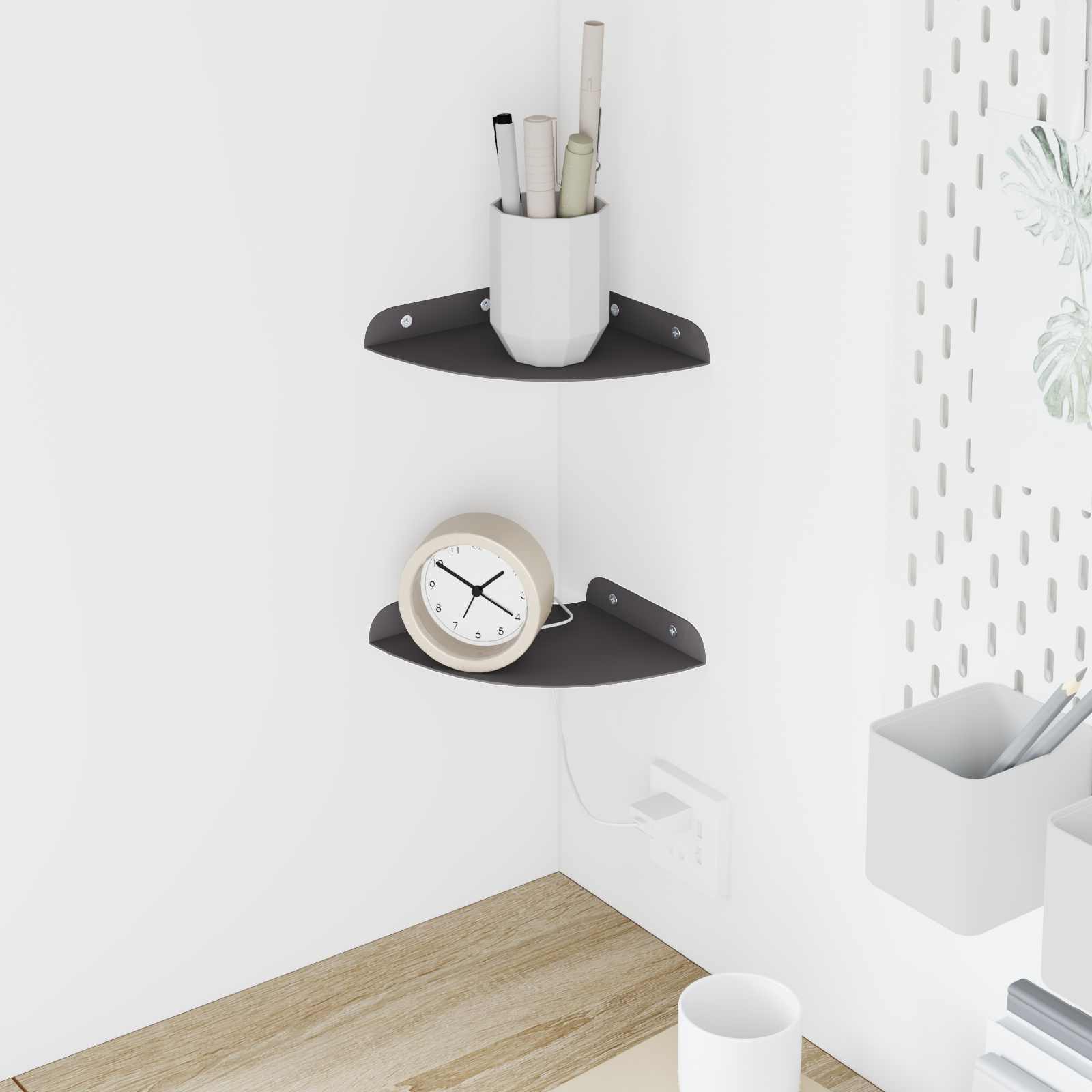 Πλωτό ράφι με ράφι με αποθήκευση 2 pcs Μαύρο 15 x 15 x 2 εκ. - Pakobazaar