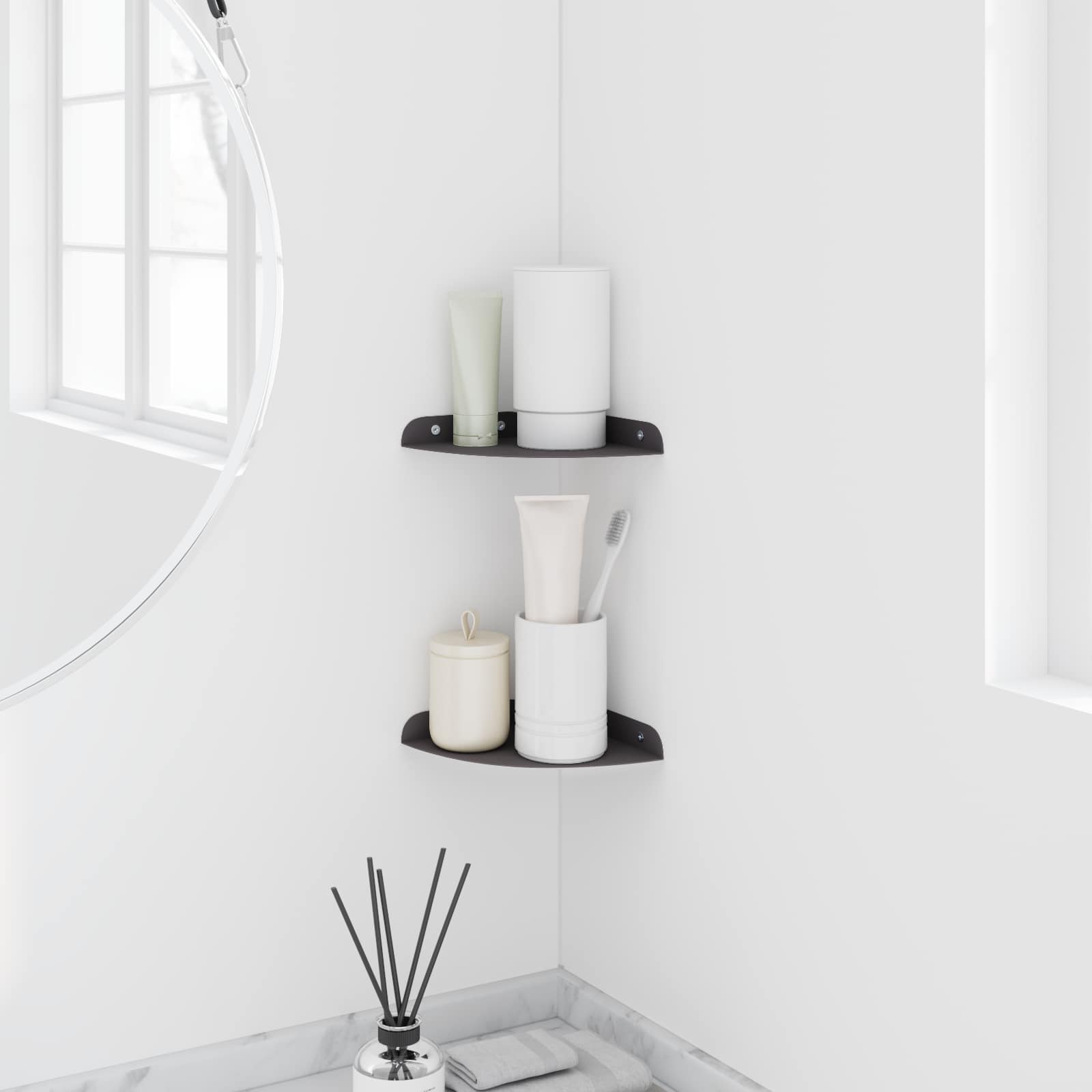 Πλωτό ράφι με ράφι με αποθήκευση 2 pcs Μαύρο 15 x 15 x 2 εκ. - Pakobazaar