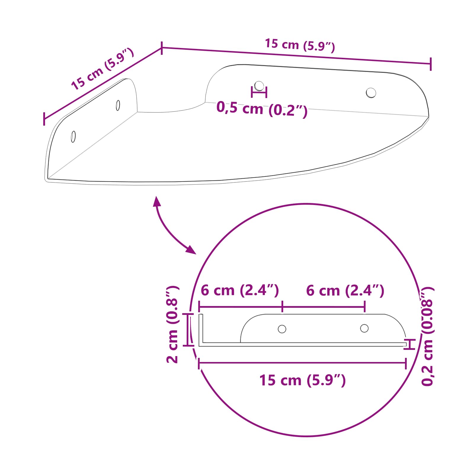 Πλωτό ράφι με ράφι με αποθήκευση 2 pcs Μαύρο 15 x 15 x 2 εκ. - Pakobazaar