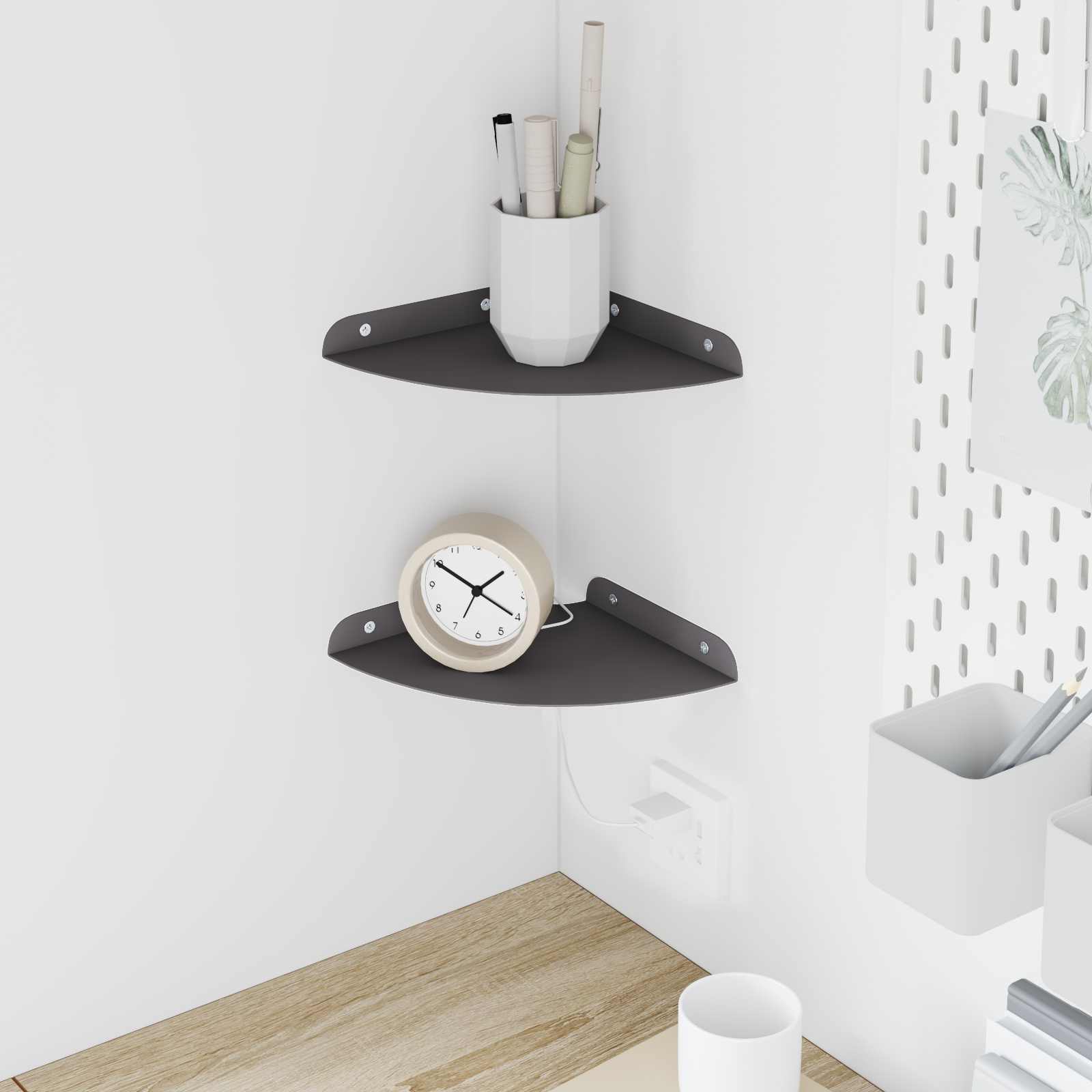 Πλωτό ράφι με ράφι με αποθήκευση 2 pcs Μαύρο 18 x 18 x 2 εκ. - Pakobazaar
