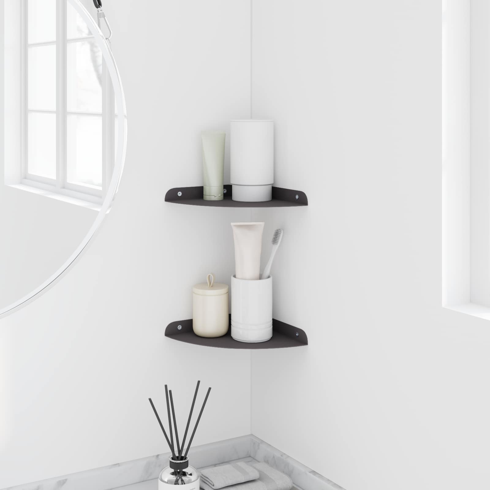 Πλωτό ράφι με ράφι με αποθήκευση 2 pcs Μαύρο 18 x 18 x 2 εκ. - Pakobazaar