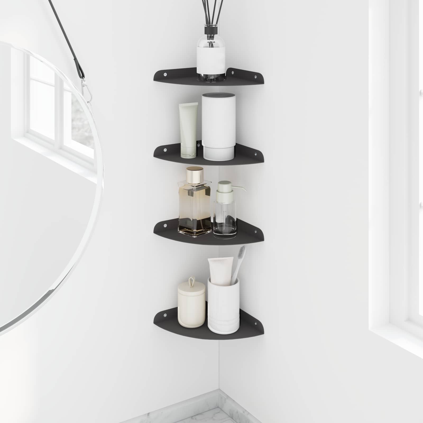 Πλωτό ράφι με ράφι με αποθήκευση 4 pcs Μαύρο 18 x 18 x 2 εκ. - Pakobazaar
