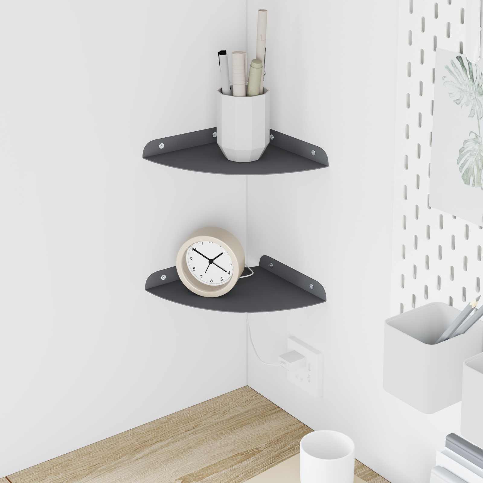 Πλωτό ράφι με ράφι με αποθήκευση 2 pcs Ανθρακί 18 x 18 x 2 εκ. - Pakobazaar