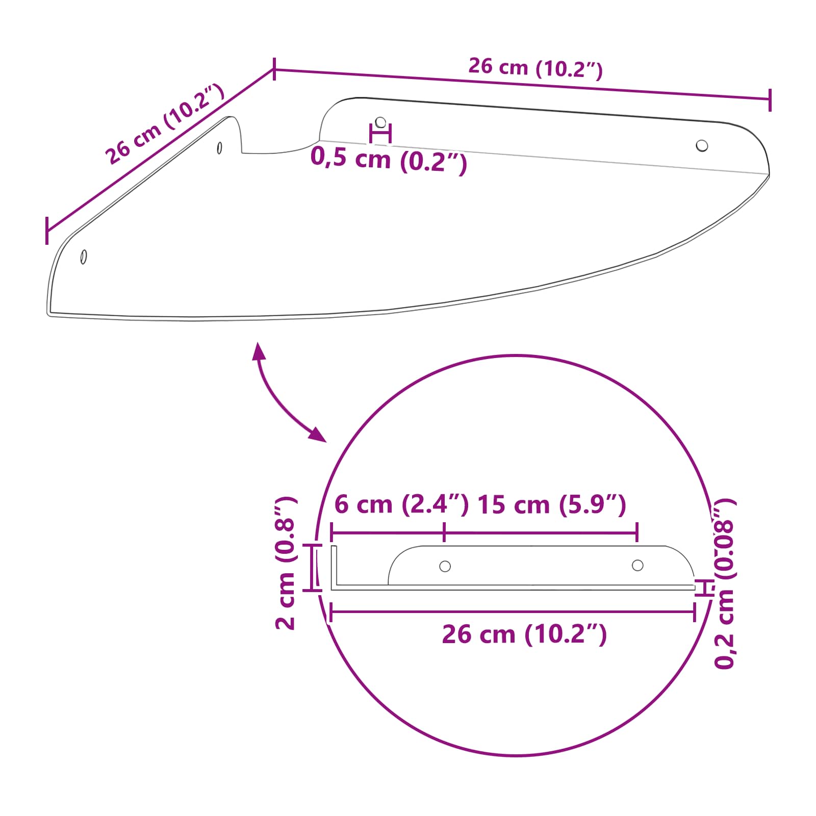Ράφι Τοίχου με ράφι με αποθήκευση 2 pcs Μαύρο 24 x 24 x 2 εκ - Pakobazaar