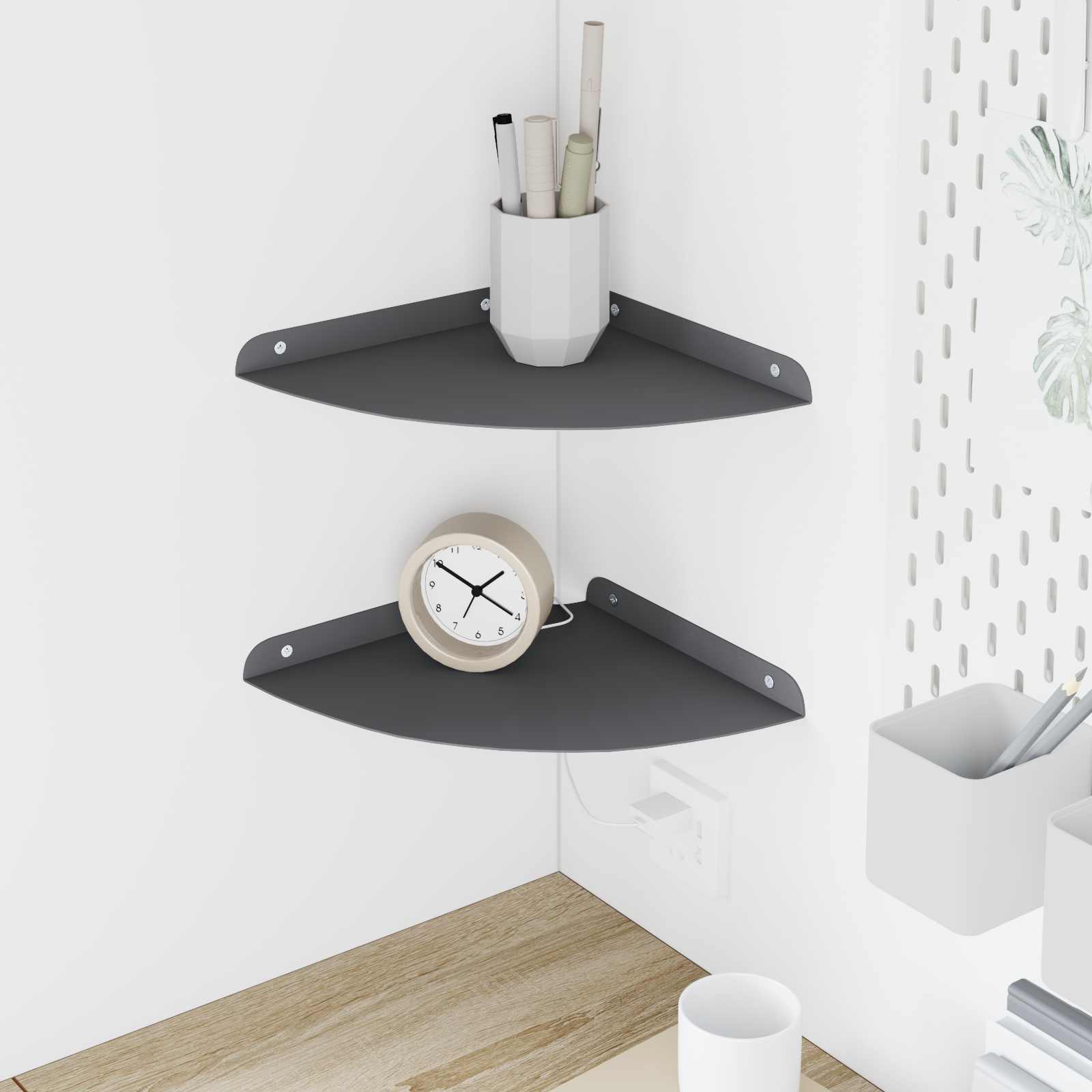 Πλωτό ράφι με ράφι με αποθήκευση 2 pcs Ανθρακί 24 x 24 x 2 εκ - Pakobazaar