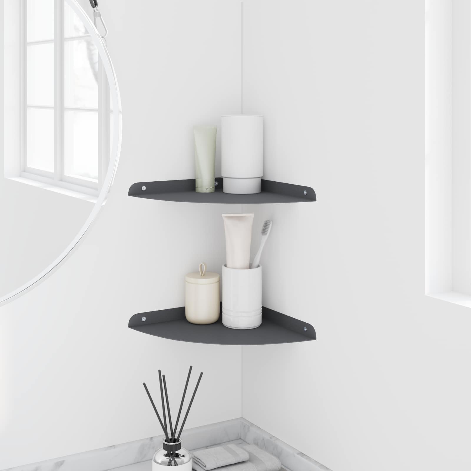 Πλωτό ράφι με ράφι με αποθήκευση 2 pcs Ανθρακί 24 x 24 x 2 εκ - Pakobazaar