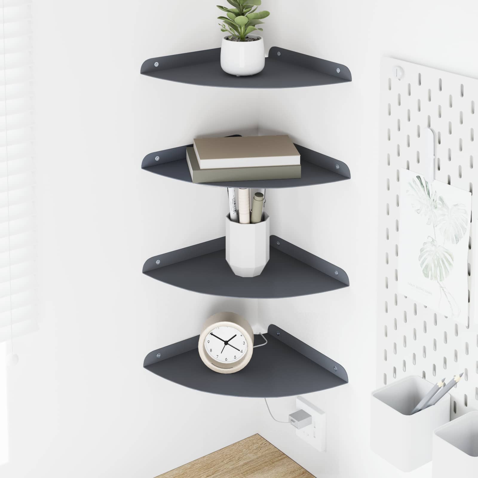 Πλωτό ράφι με ράφι με αποθήκευση 4 pcs Ανθρακί 24 x 24 x 2,3 εκ - Pakobazaar