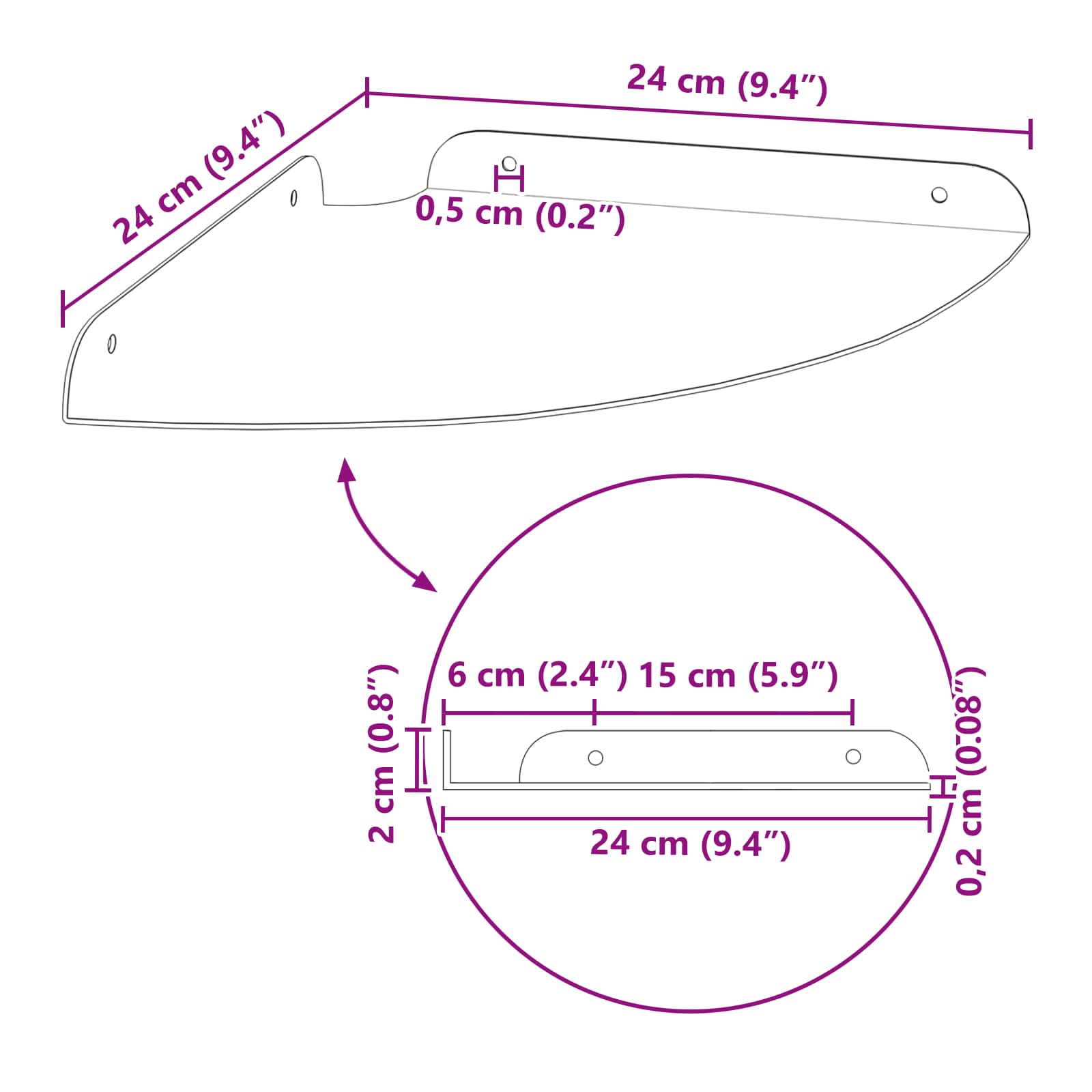 Πλωτό ράφι με ράφι με αποθήκευση 4 pcs Ανθρακί 24 x 24 x 2,3 εκ - Pakobazaar