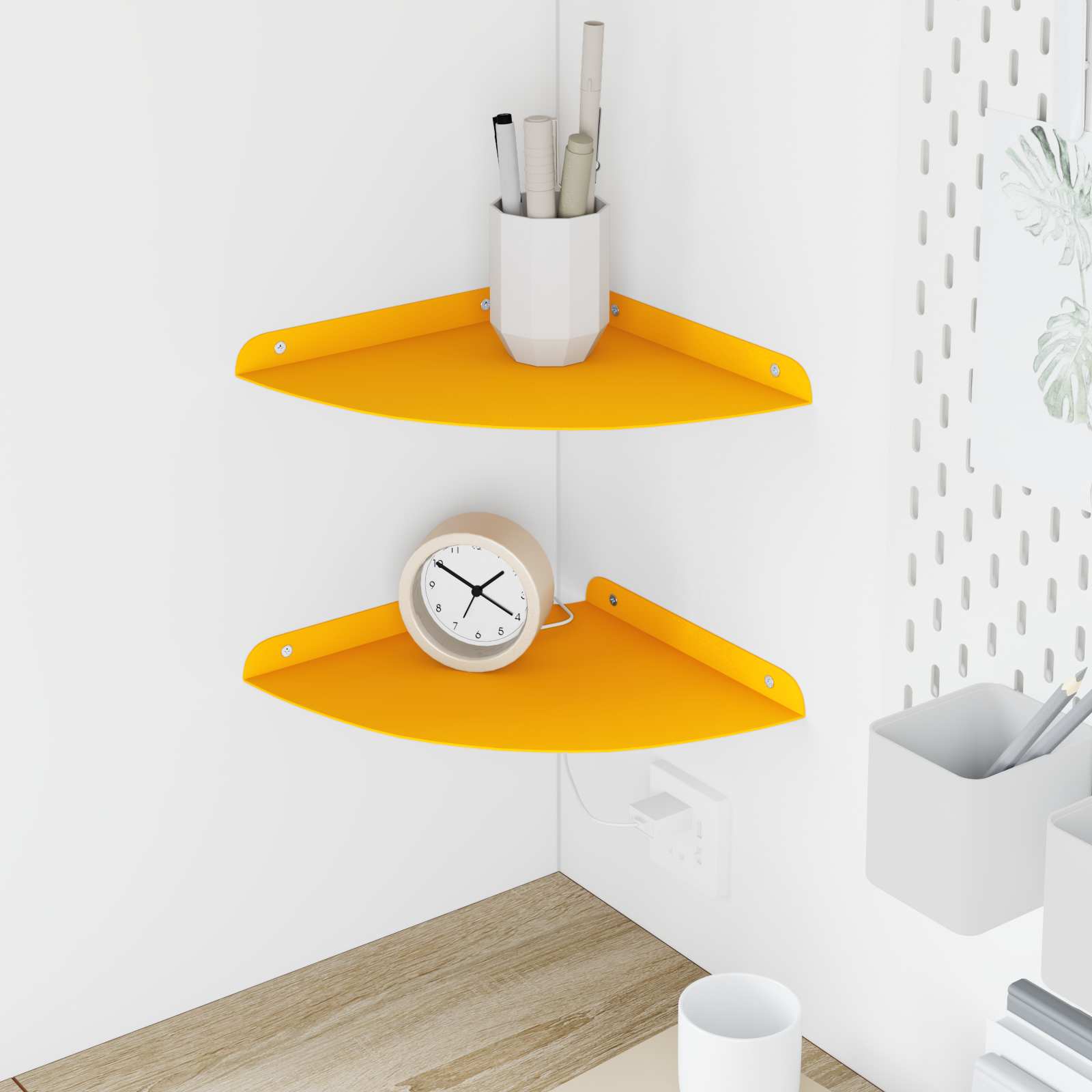 Πλωτό ράφι με ράφι 2 pcs Χαμομηλί κίτρινο 24 x 24 x 2 εκ - Pakobazaar