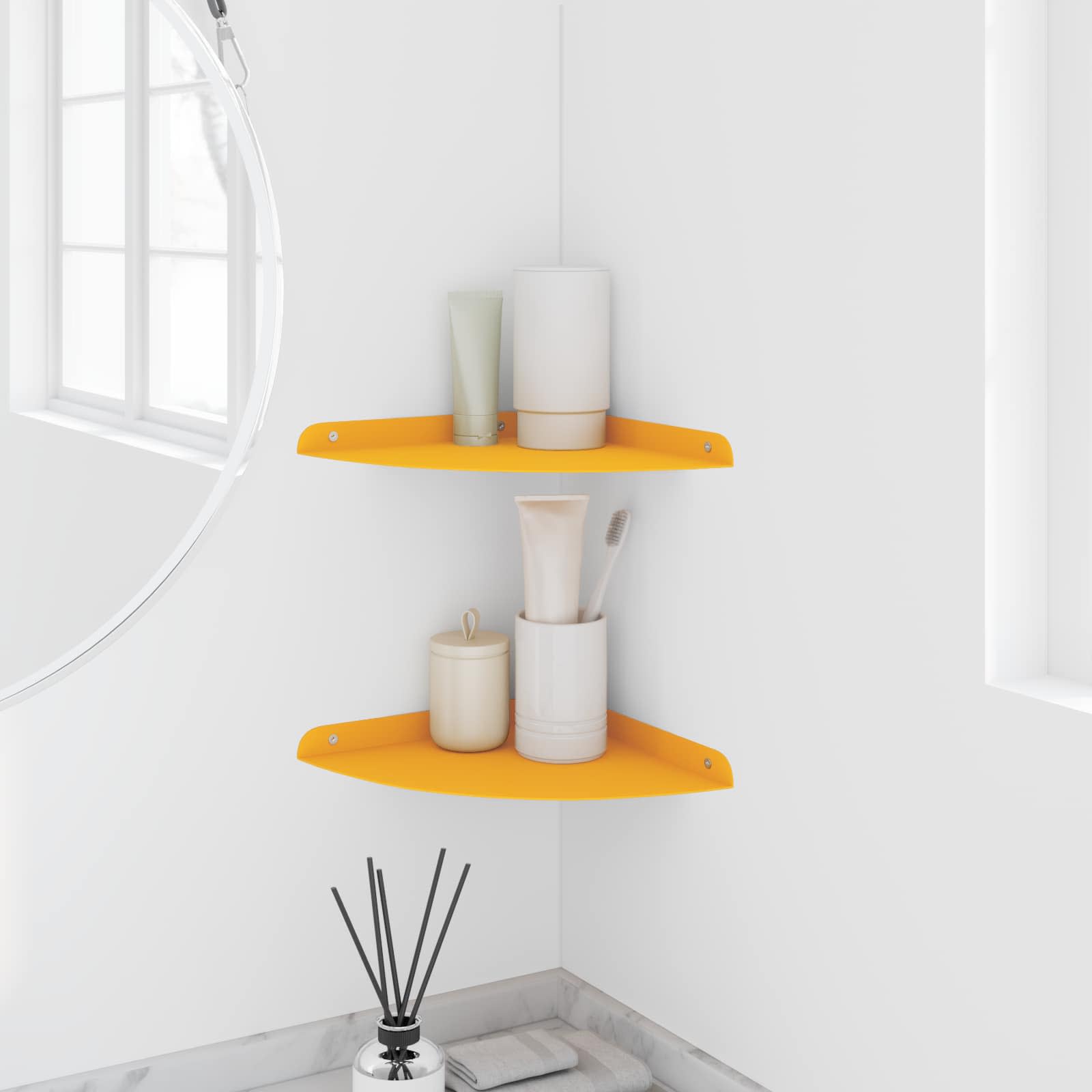 Πλωτό ράφι με ράφι 2 pcs Χαμομηλί κίτρινο 24 x 24 x 2 εκ - Pakobazaar