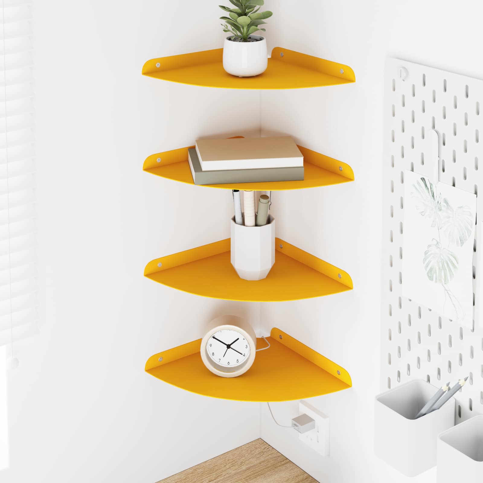 Πλωτό ράφι με ράφι 4 pcs Χαμομηλί κίτρινο 24 x 24 x 2 εκ - Pakobazaar