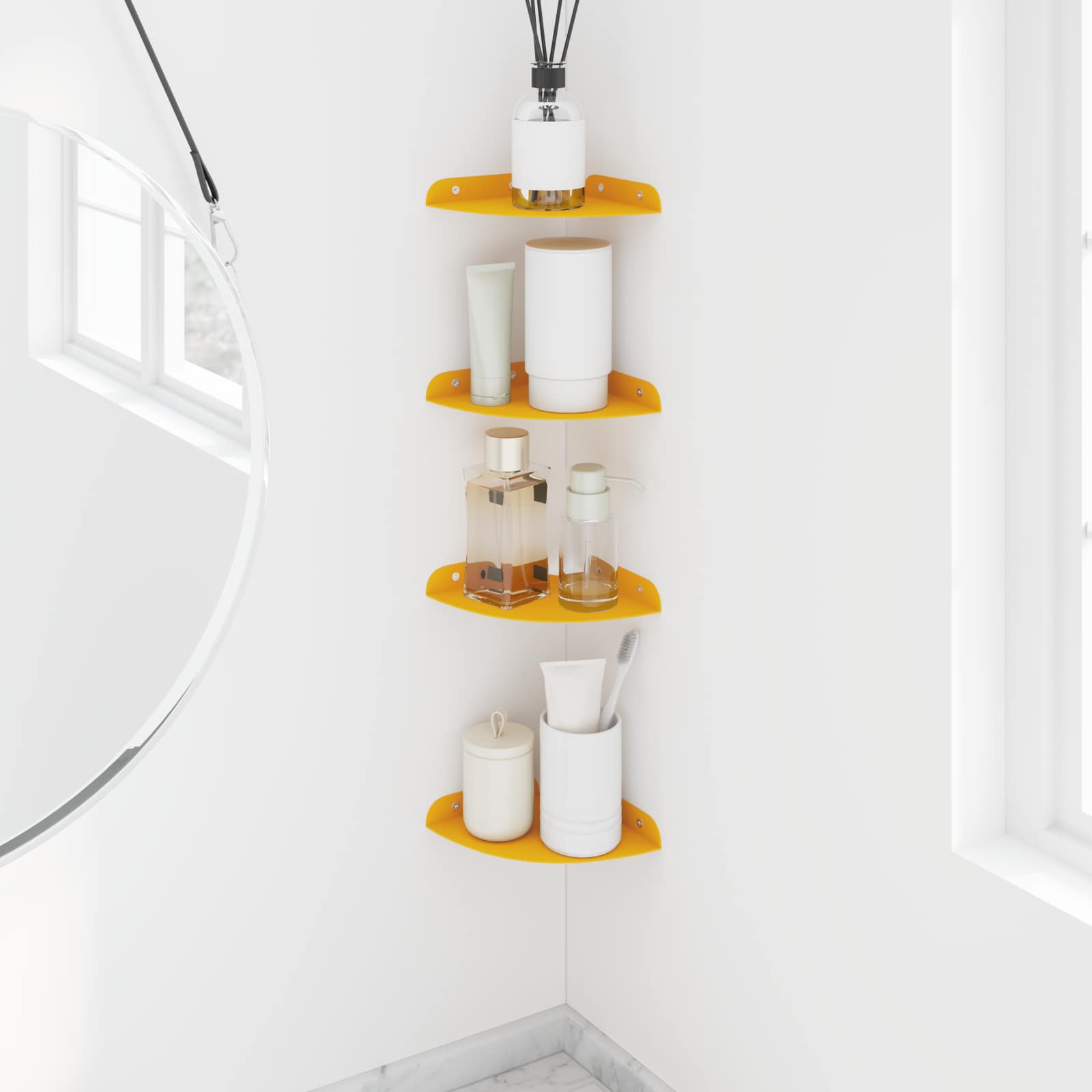 Πλωτό ράφι με ράφι 4 pcs Χαμομηλί κίτρινο 24 x 24 x 2 εκ - Pakobazaar