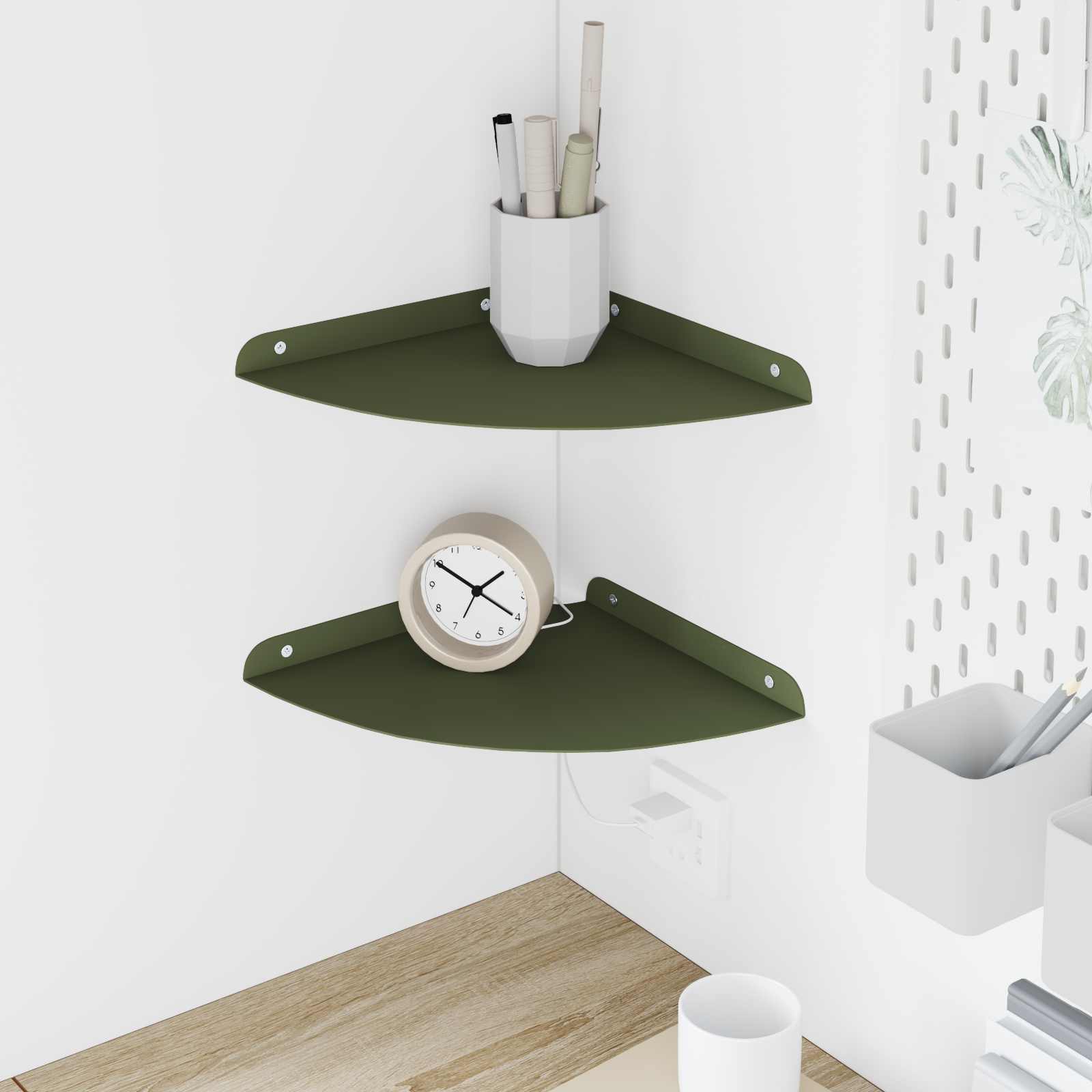 Πλωτό ράφι με ράφι 2 pcs Ελιά Πράσινη 24 x 24 x 2 εκ - Pakobazaar