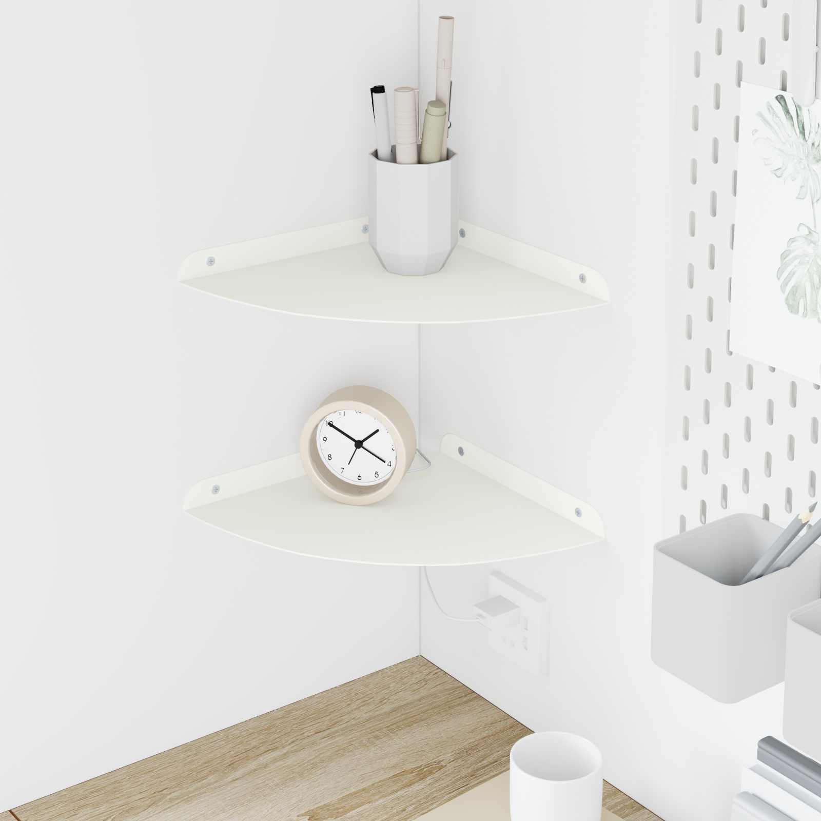 Πλωτό ράφι με ράφι με αποθήκευση 2 pcs Λευκός 24 x 24 x 2 εκ - Pakobazaar