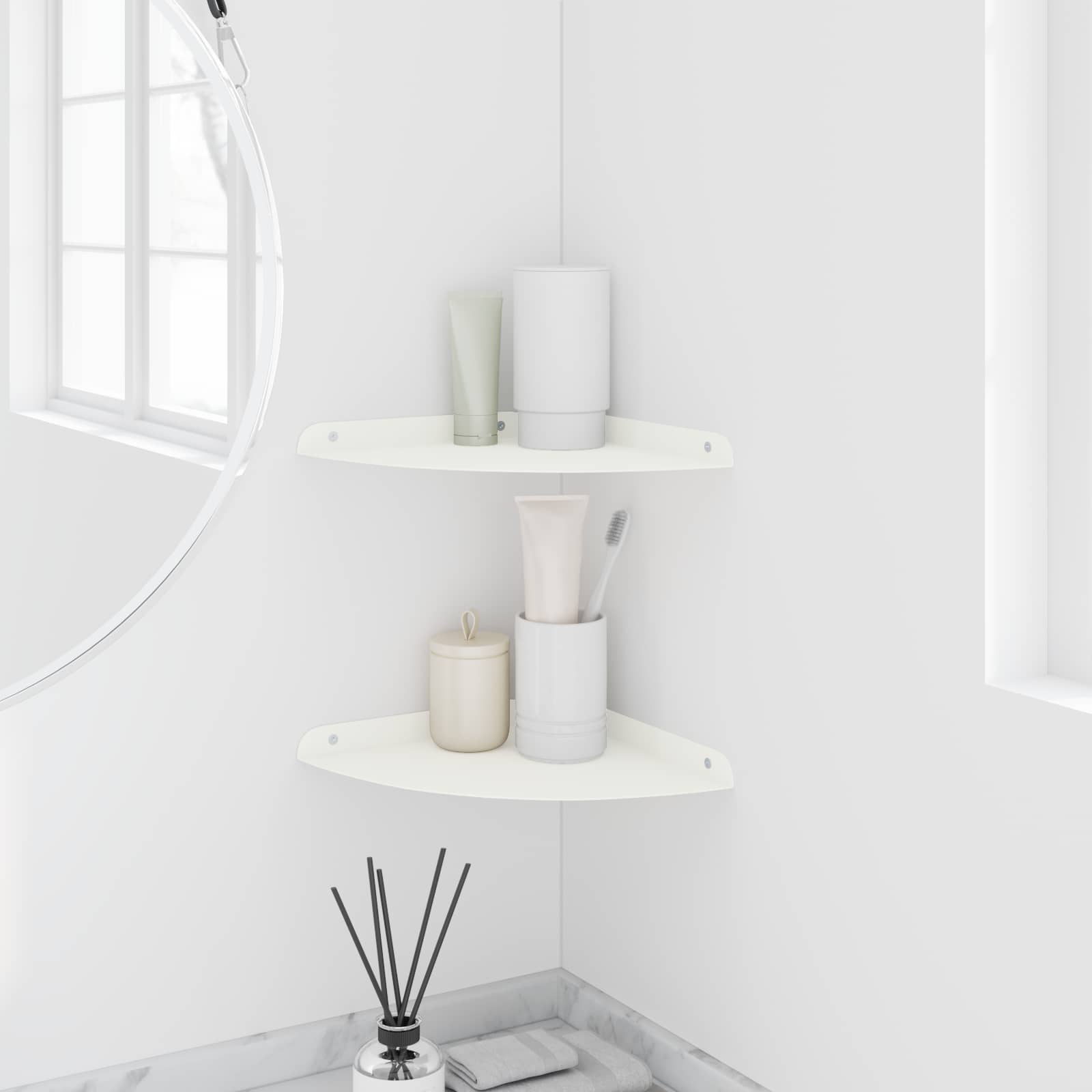 Πλωτό ράφι με ράφι με αποθήκευση 2 pcs Λευκός 24 x 24 x 2 εκ - Pakobazaar