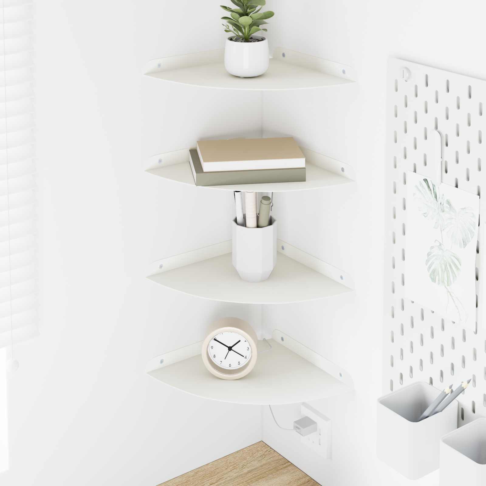 Πλωτό ράφι με ράφι με αποθήκευση 4 pcs Λευκός 24 x 24 x 2 εκ - Pakobazaar