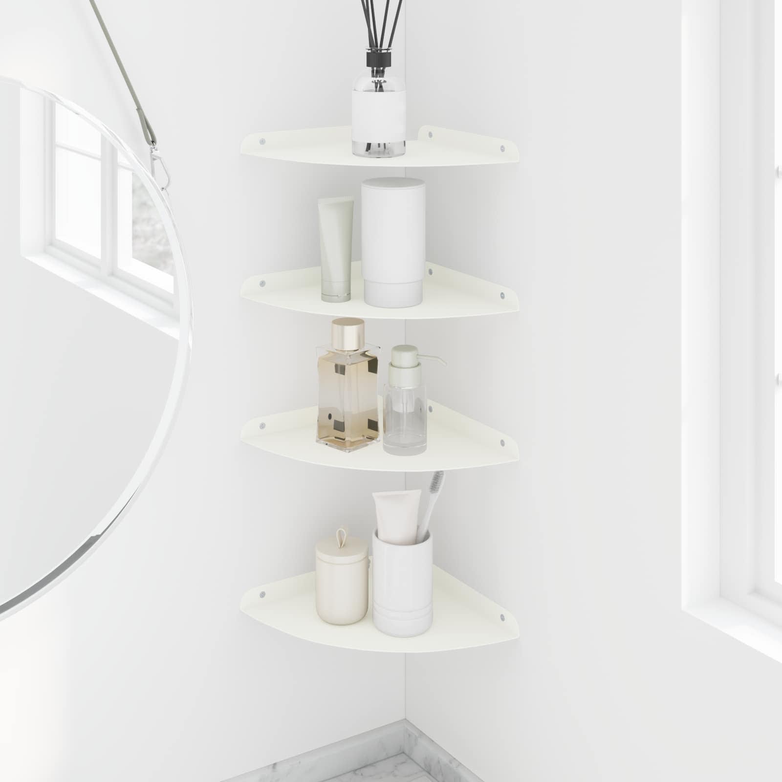 Πλωτό ράφι με ράφι με αποθήκευση 4 pcs Λευκός 24 x 24 x 2 εκ - Pakobazaar