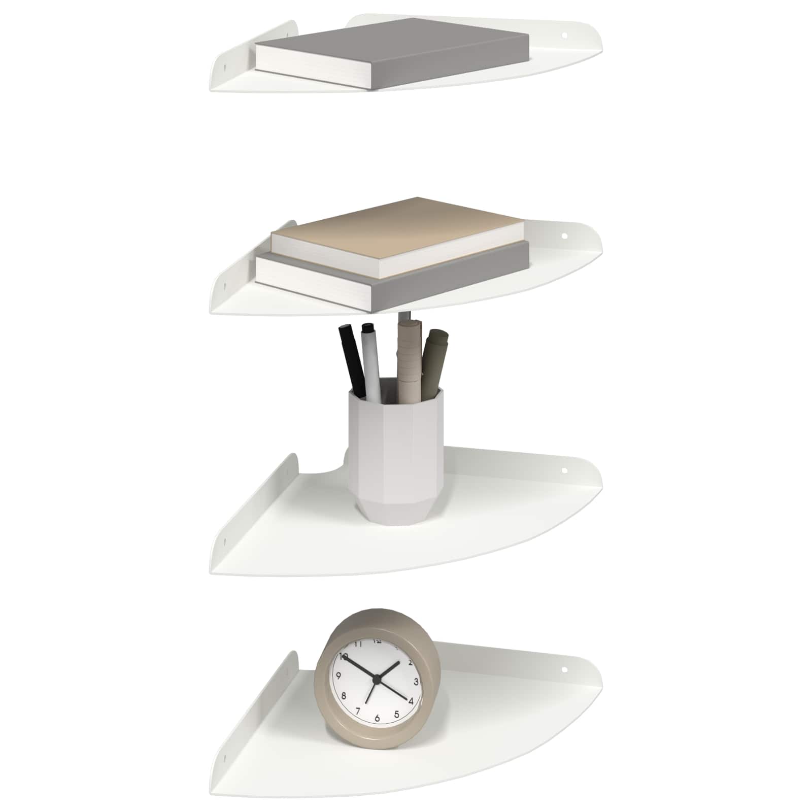 Πλωτό ράφι με ράφι με αποθήκευση 4 pcs Λευκός 24 x 24 x 2 εκ - Pakobazaar