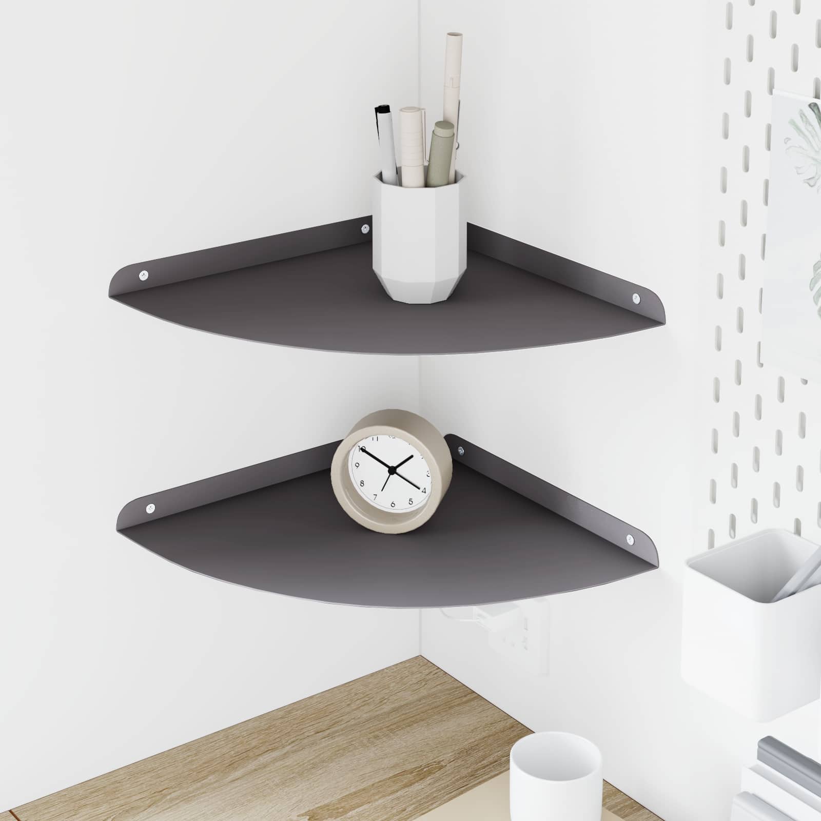 Ράφι Τοίχου με ράφι με αποθήκευση 2 pcs Μαύρο 30 x 30 x 2 εκ. - Pakobazaar