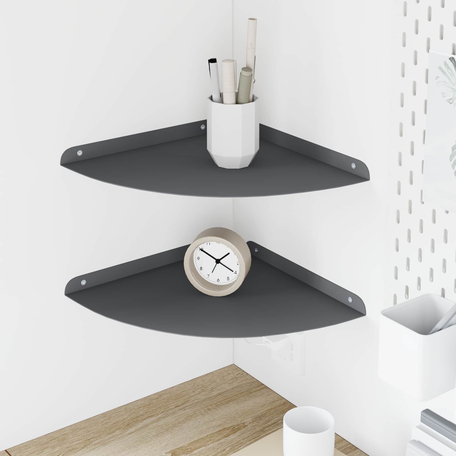 Πλωτό ράφι με ράφι με αποθήκευση 2 pcs Ανθρακί 30 x 30 x 2 εκ. - Pakobazaar