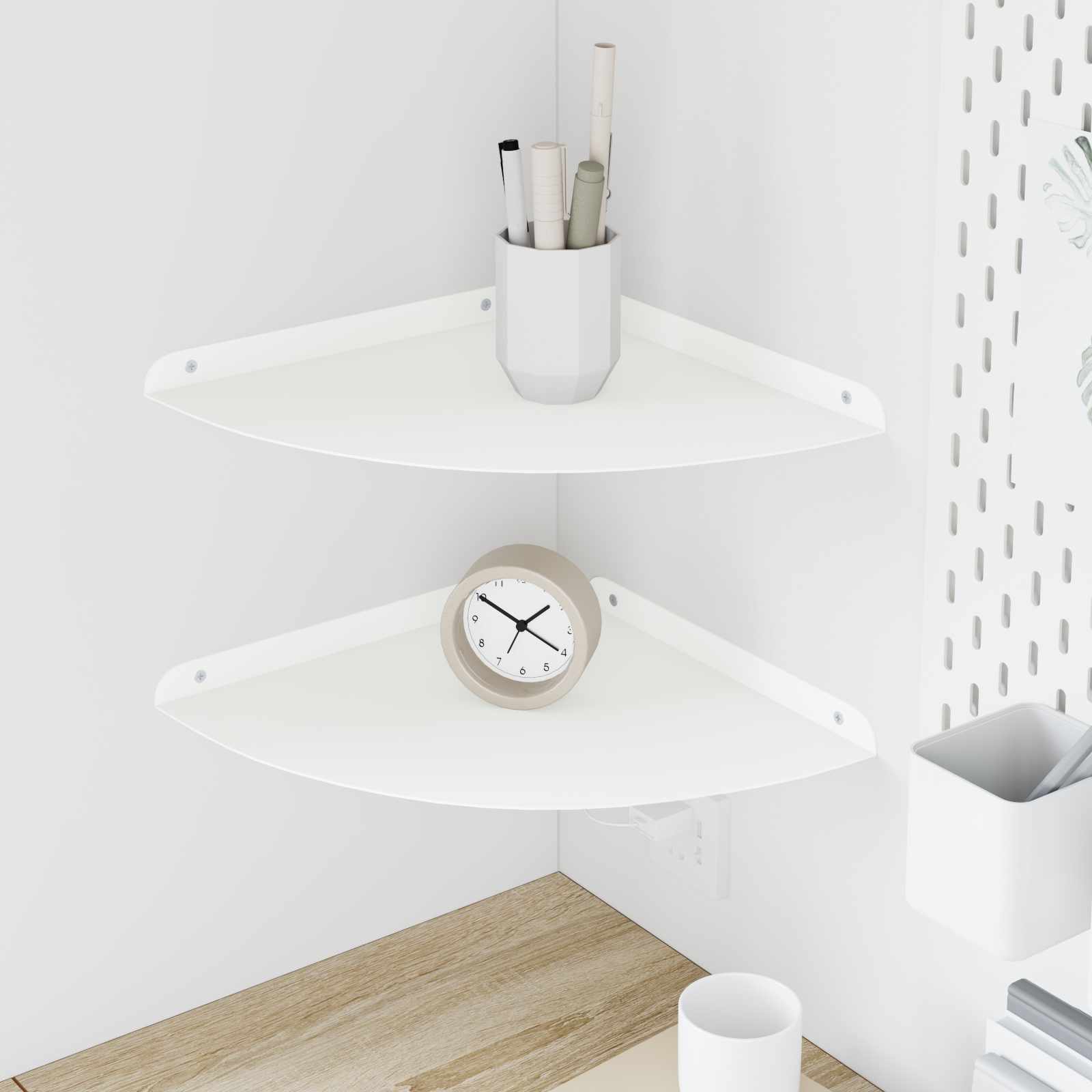 Πλωτό ράφι με ράφι με αποθήκευση 2 pcs Λευκός 30 x 30 x 2 εκ. - Pakobazaar
