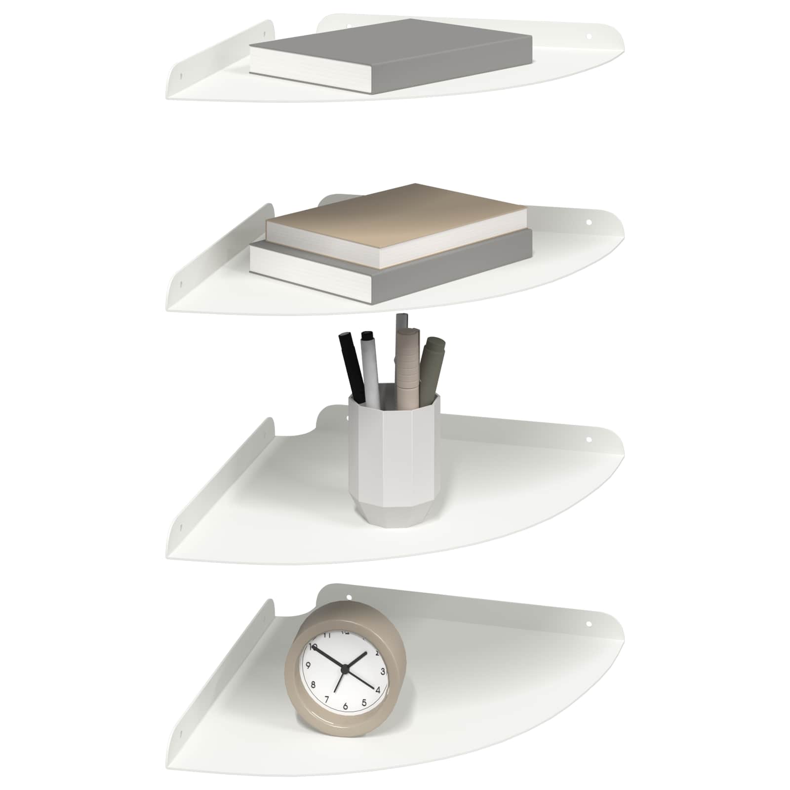 Πλωτό ράφι με ράφι με αποθήκευση 4 pcs Λευκός 30 x 30 x 2 εκ. - Pakobazaar