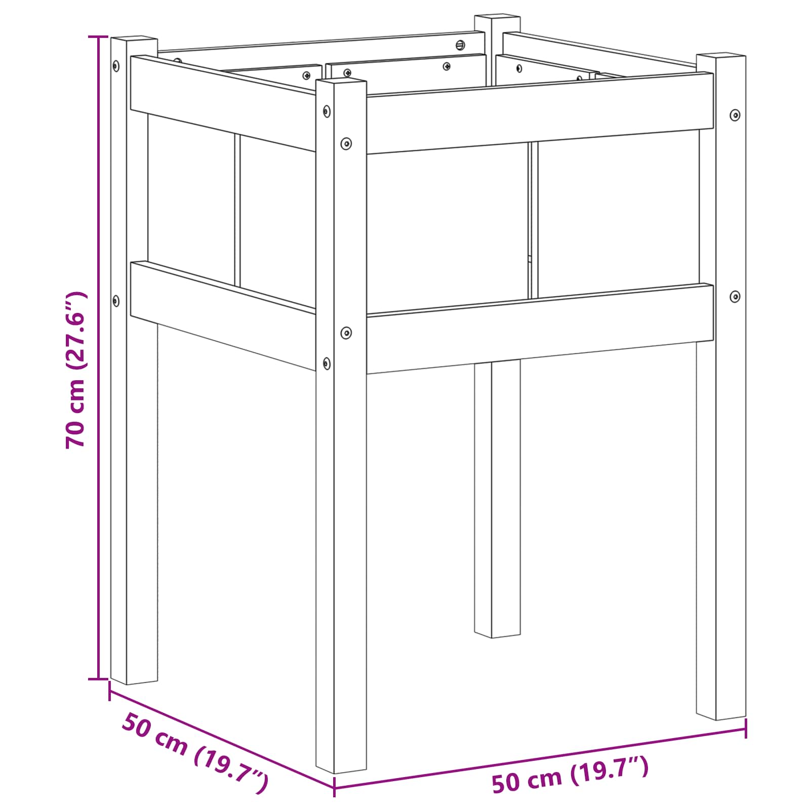 Γλάστρα Κήπου Φύση 50 x 50 x 70 cm Στερεά ξυλεία πεύκου