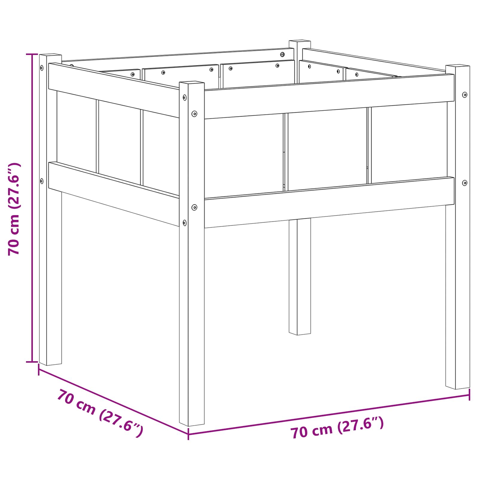 Γλάστρα Κήπου Φύση 70 x 70 x 70 cm Στερεά ξυλεία πεύκου