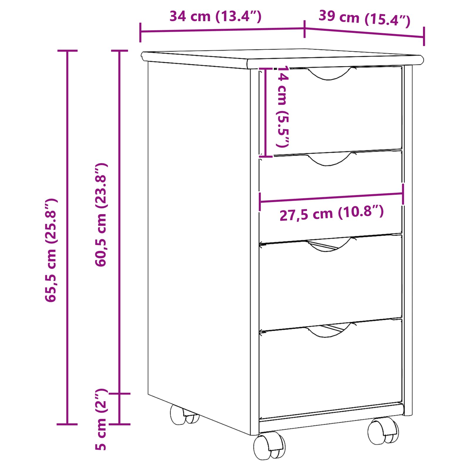 Κινητό Ντουλάπι Μέλι Καφέ 34 x 39 x 65,5 cm Στερεό ξύλο πεύκου - Pakobazaar