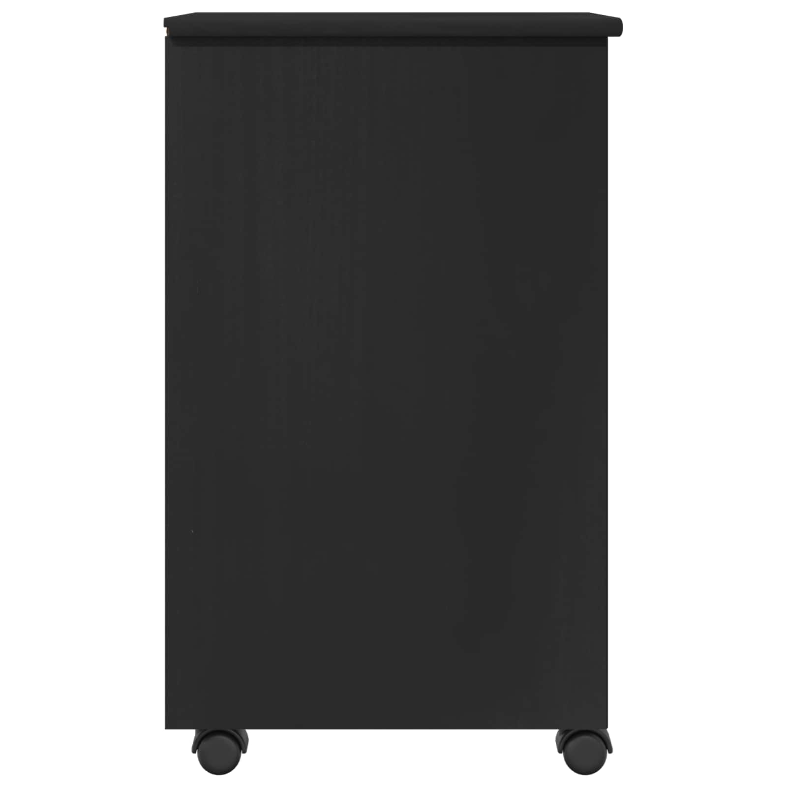 Κινητό Ντουλάπι με τροχούς Μαύρο 34 x 39 x 65,5 cm Στερεό πεύκο - Pakobazaar