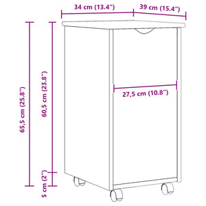 Κινητό Ντουλάπι Μαύρο 34 x 39 x 65,5 cm Στερεό ξύλο πεύκου - Pakobazaar