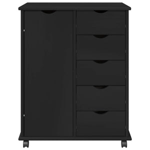 Κινητό Ντουλάπι Μαύρο 63,5 x 39 x 79 εκ. Στερεό ξύλο πεύκου - Pakobazaar