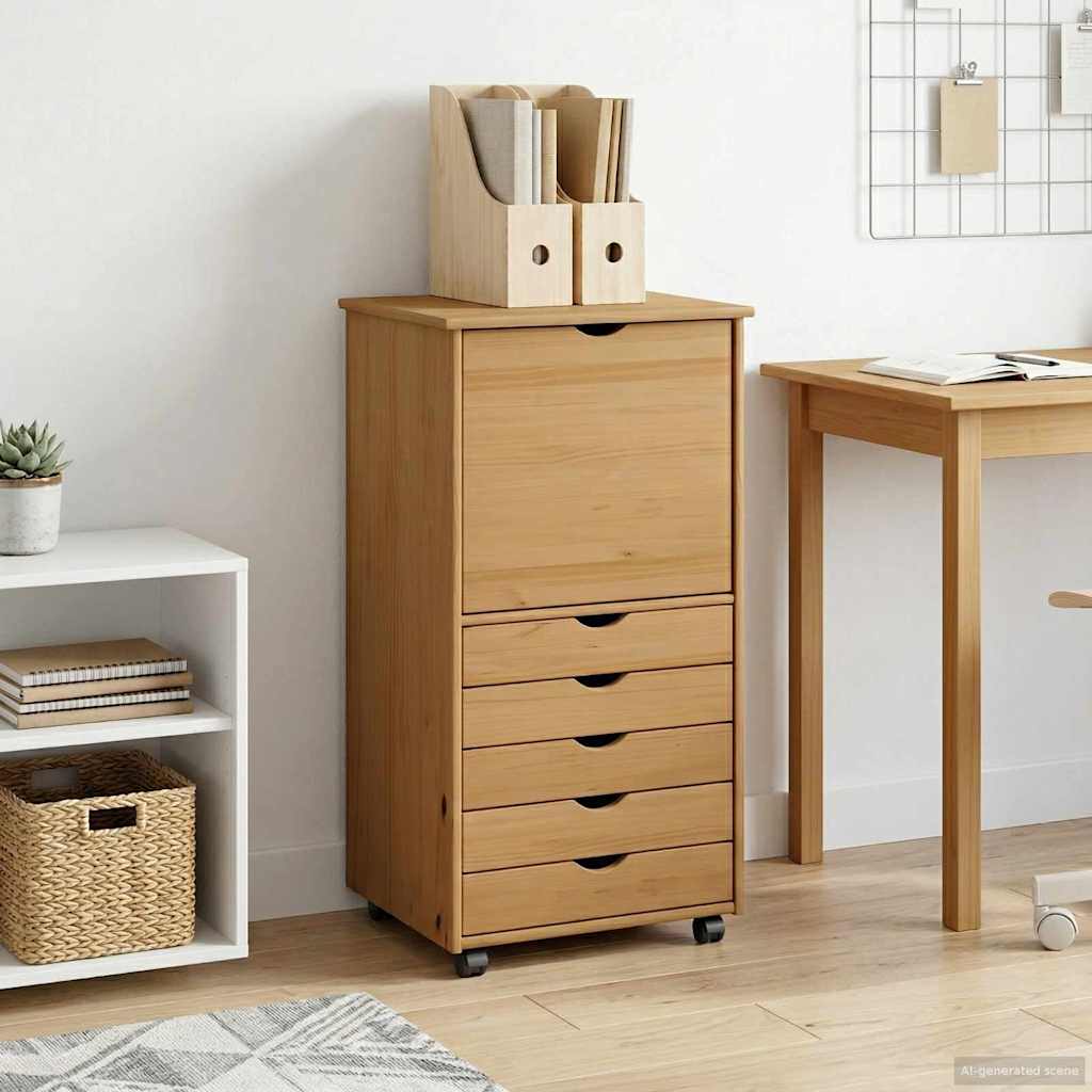 Κινητό Ντουλάπι Μέλι Καφέ 53 x 39 x 103 cm Στερεό ξύλο πεύκου - Pakobazaar