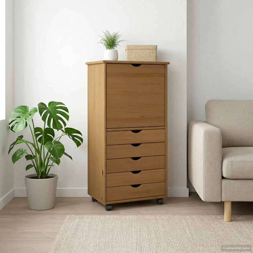 Κινητό Ντουλάπι Μέλι Καφέ 53 x 39 x 103 cm Στερεό ξύλο πεύκου - Pakobazaar