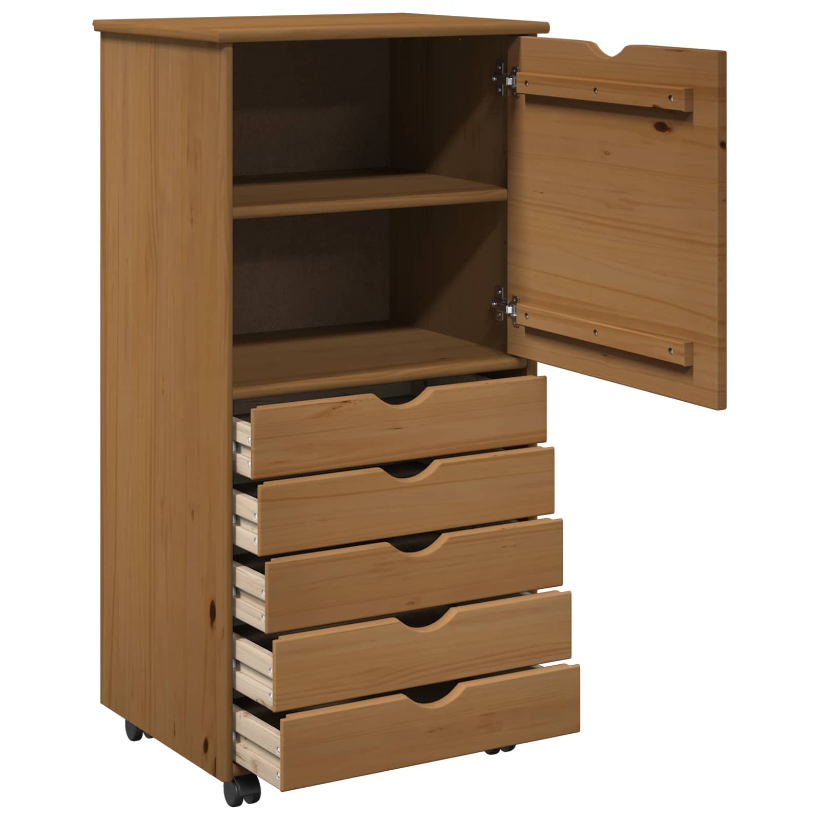 Κινητό Ντουλάπι Μέλι Καφέ 53 x 39 x 103 cm Στερεό ξύλο πεύκου - Pakobazaar