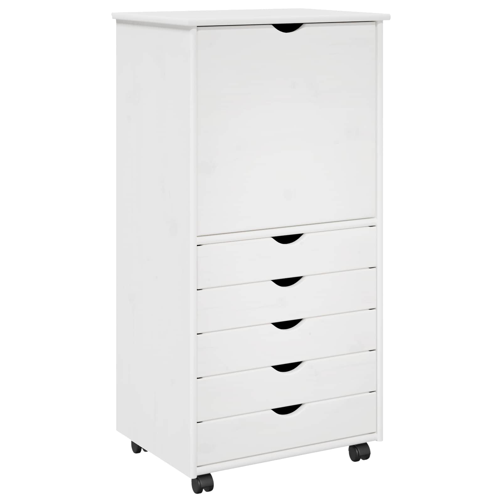 Κινητό Ντουλάπι Λευκό 53 x 39 x 103 cm Στερεό ξύλο πεύκου - Pakobazaar