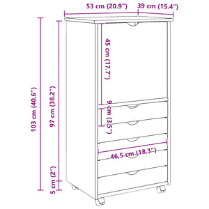 Κινητό Ντουλάπι Λευκό 53 x 39 x 103 cm Στερεό ξύλο πεύκου - Pakobazaar