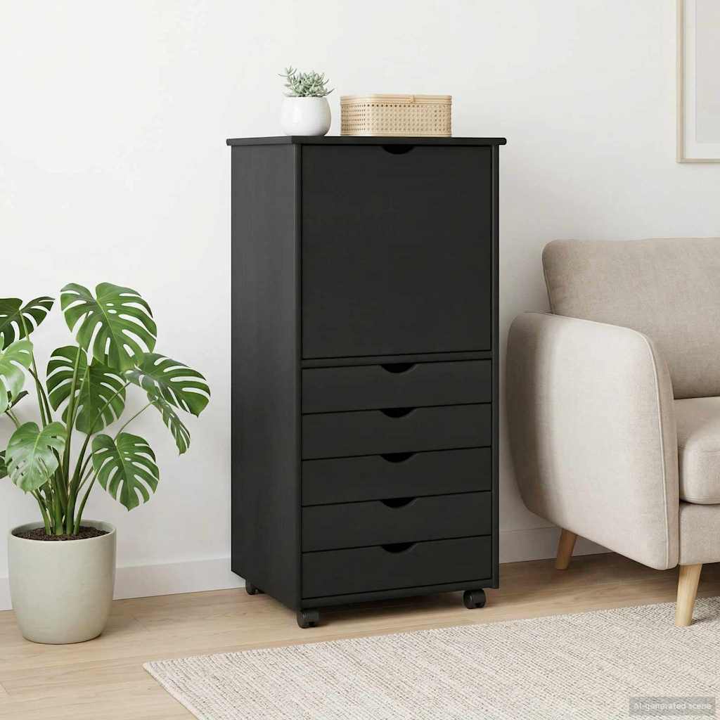 Κινητό Ντουλάπι Γκρι 53 x 39 x 103 cm Στερεό ξύλο πεύκου - Pakobazaar