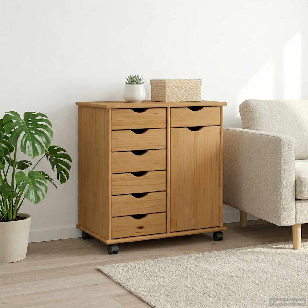 Κινητό Ντουλάπι με τροχούς Μέλι Καφέ 63,5 x 39 x 65,5 εκ - Pakobazaar
