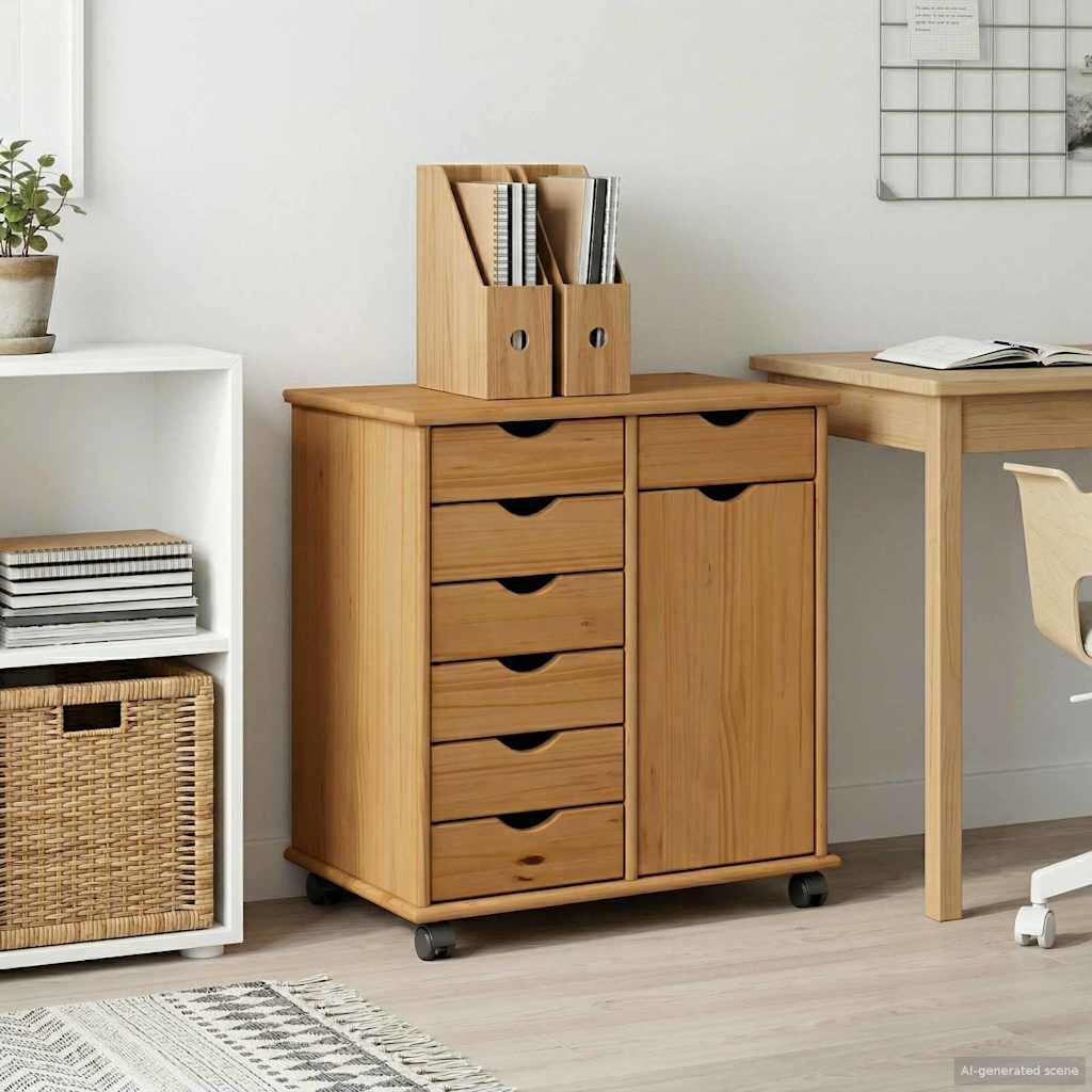 Κινητό Ντουλάπι με τροχούς Μέλι Καφέ 63,5 x 39 x 65,5 εκ - Pakobazaar