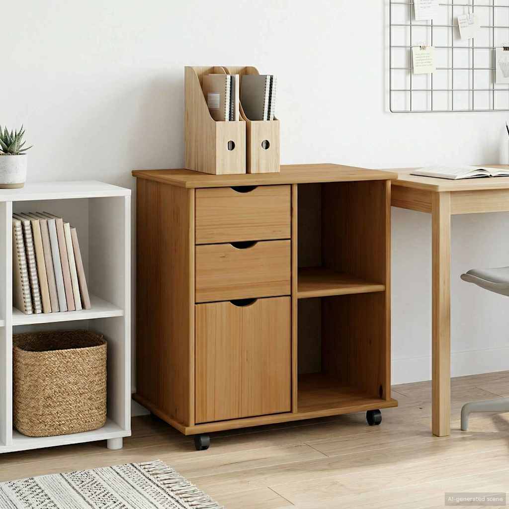 Κινητό Ντουλάπι με τροχούς Μέλι Καφέ 63,5 x 39 x 65,5 εκ. - Pakobazaar
