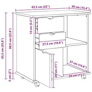 Κινητό Ντουλάπι με τροχούς Μέλι Καφέ 63,5 x 39 x 65,5 εκ. - Pakobazaar