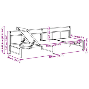 Ξαπλώστρα Μαύρο 200 x 62 x 59,5 εκ Textilene - Pakobazaar